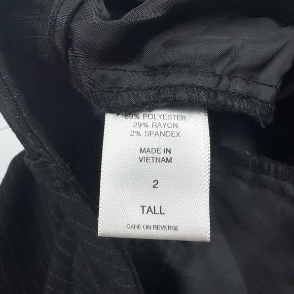 New York & Company Stretch Black Pinstripe Dress Pant Size 2 Tall - Picture 15 of 16